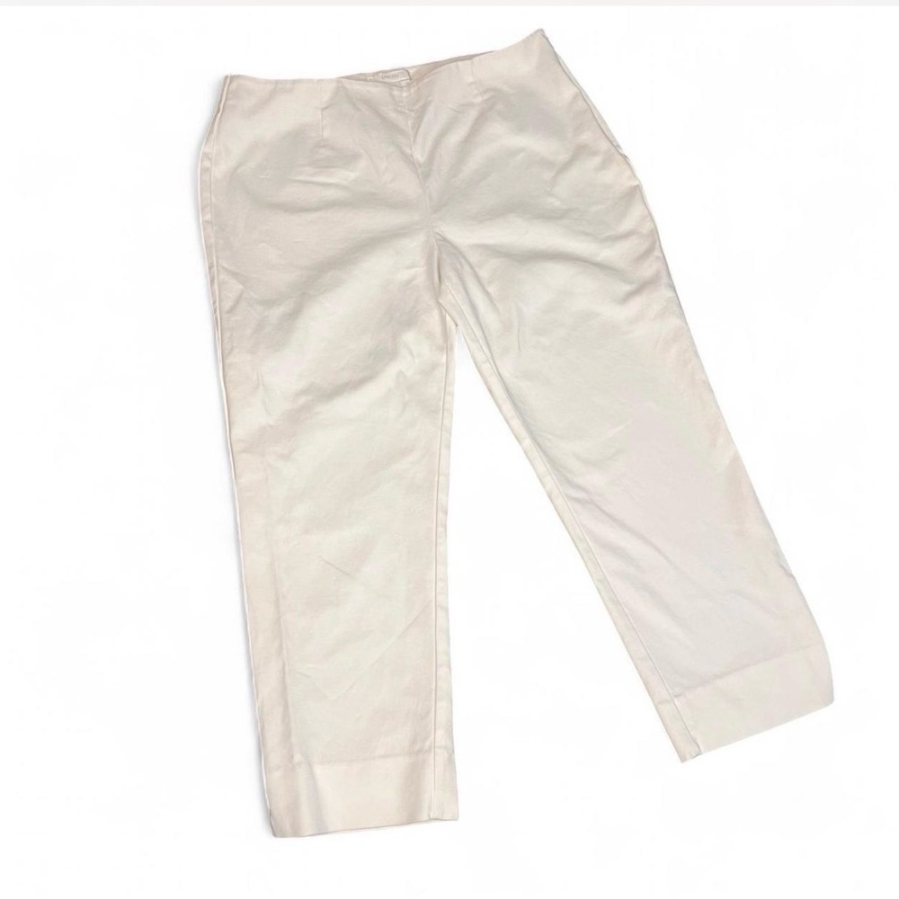 Chico's Women's White Cotton Side Zip Stretch Straight Leg Ankle Dress Pants 1.5